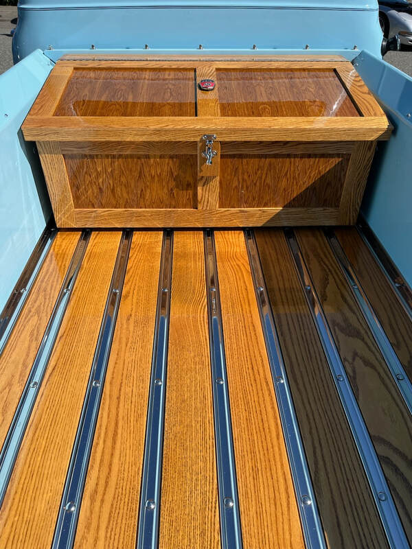 Custom Oak storage box for a classic pick up truck 